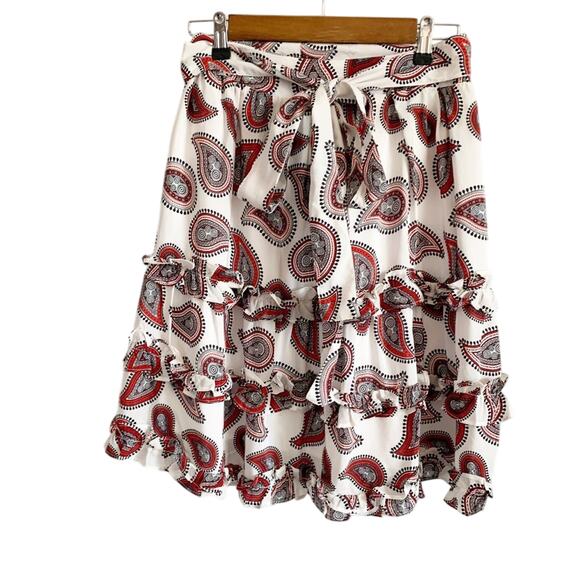 Dodo Bar Or Silk Stevie Paisley Ruffled Mini Skirt Medium NWT - Picture 1 of 8